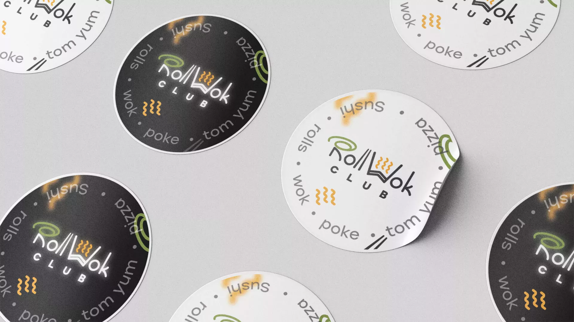 Разработка наклеек для суши-бара «Roll Wok Club» в Абдулино